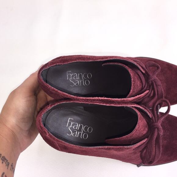 Franco Sarto Burgundy Suede “Nashville” Lace-Up Ankle Boot, Dark Red, Sz 8.5 - Picture 8 of 8